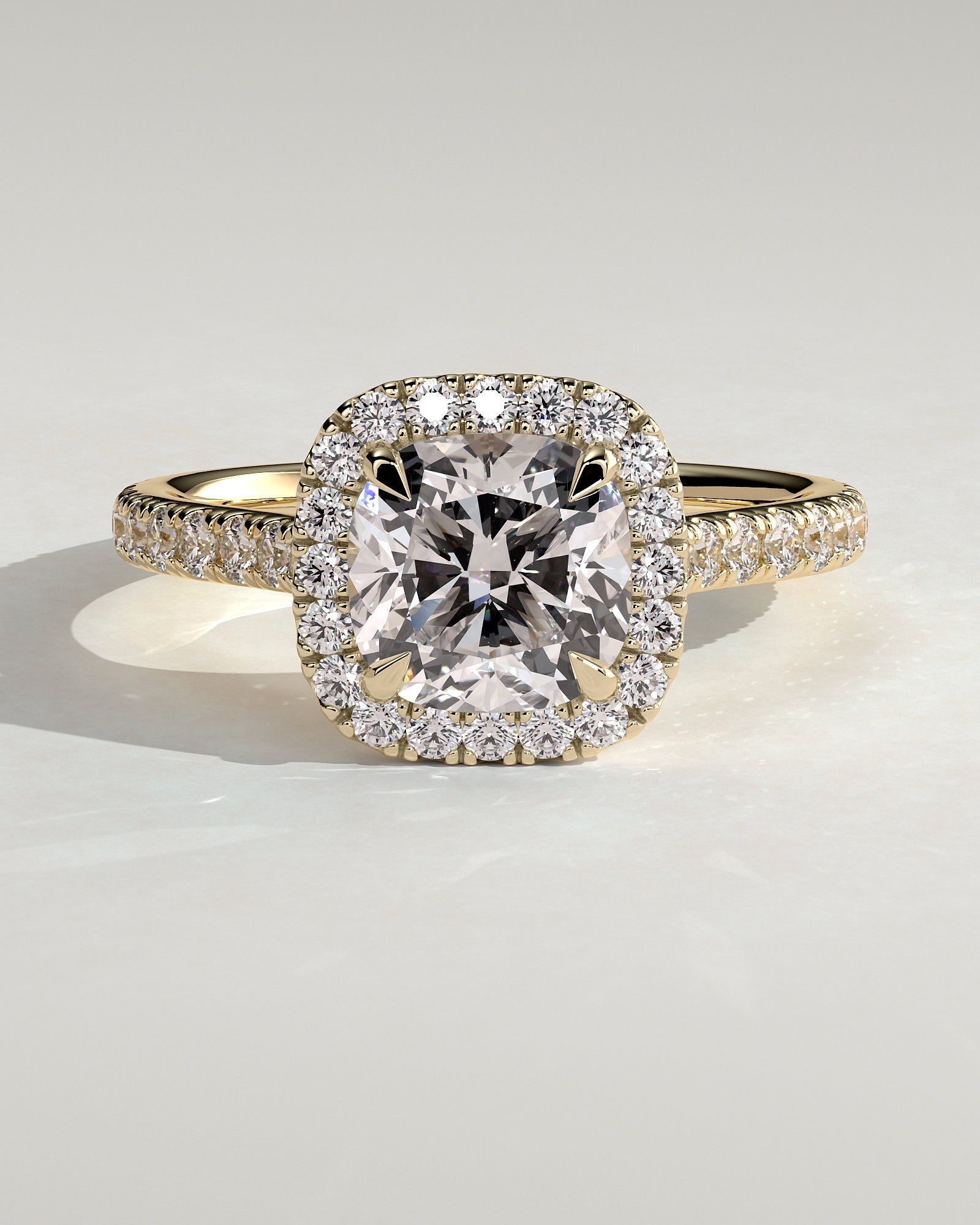 Round Halo, Pave & Split Shank Engagement Ring – 1.93 CT Lab Grown Diamond